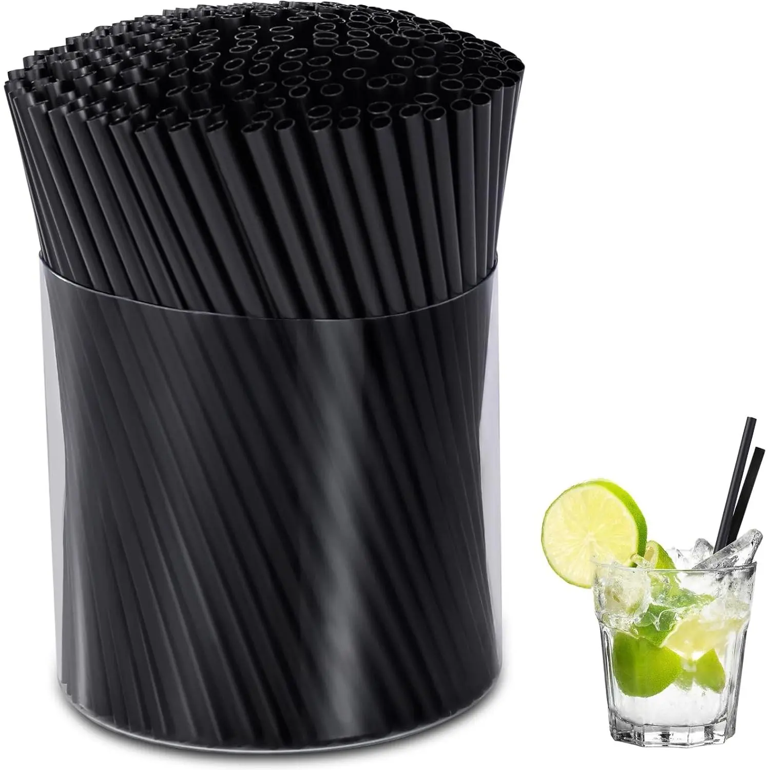 [1000 Pcs] Black Disposable  Short Straws - 5 Inch Length 0.16 Inch Diameter Coffee &  Stirrers Plastic Straws for ,Bar,Club,Soda,,Teas