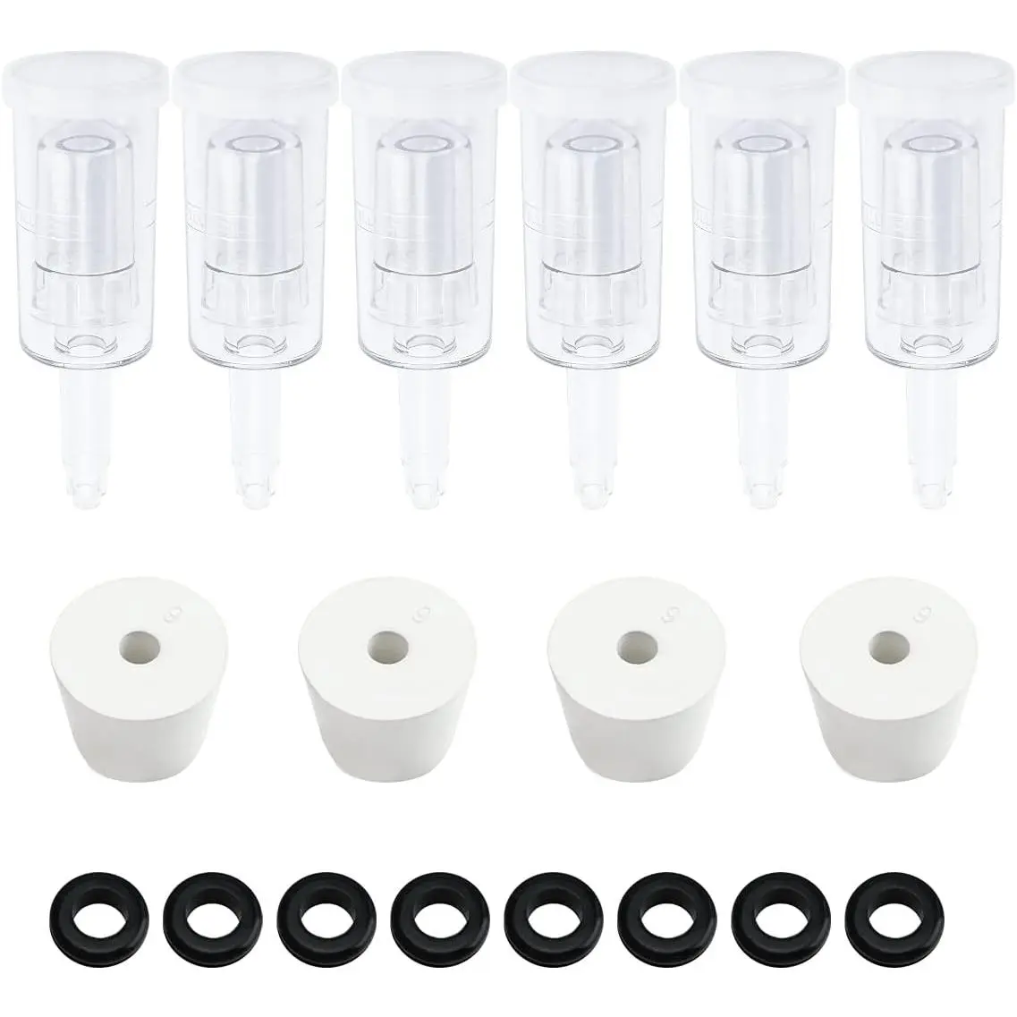 6 Packs 3 Piece Airlocks for Fermenting with # 6 Stoppers and Grommets, Air Lock Ferment for Beer Wine Making, Home Brew Bubble Airlock for Fermentation Carboy (6 Airlock+4 Bung+8 Grommet Set)