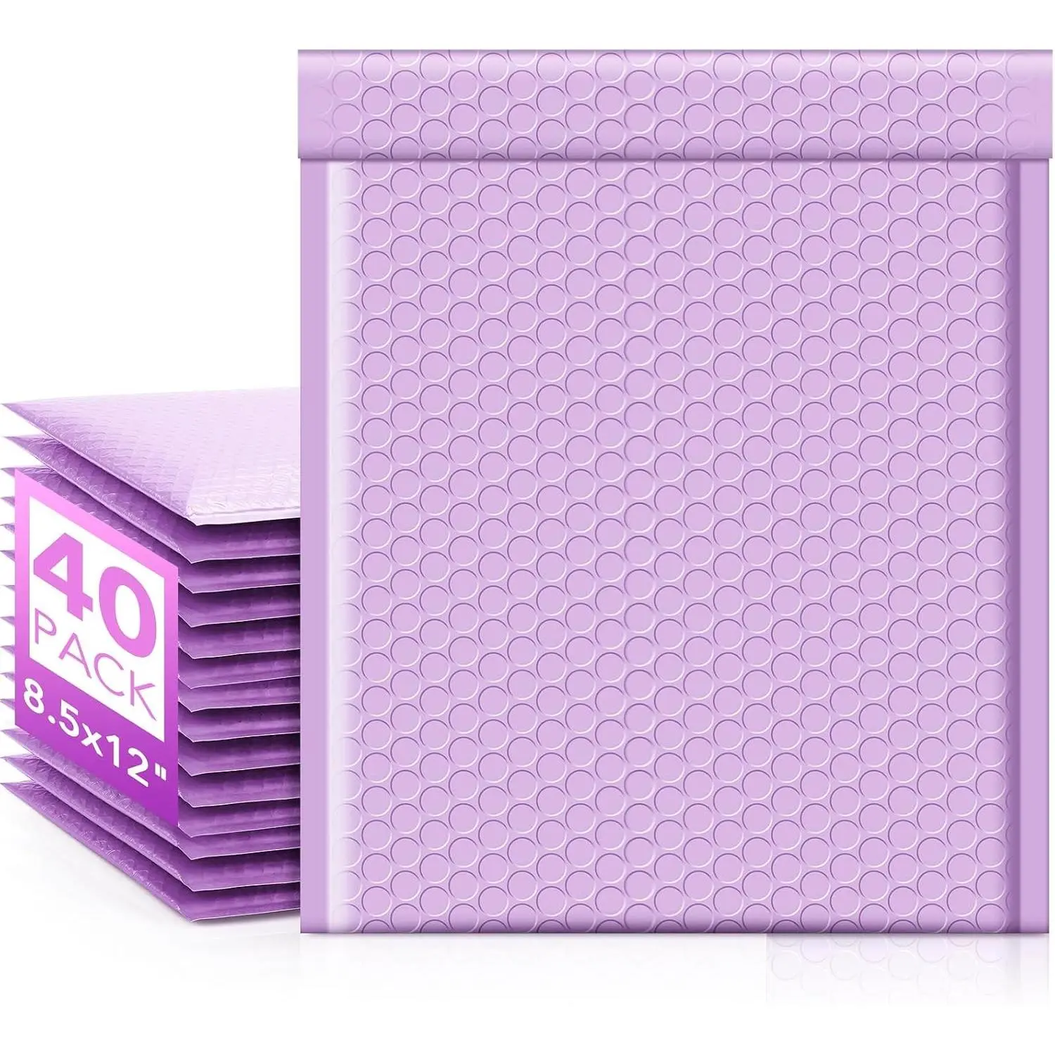 Bubble Mailers 8.5x12" 40 Pack Large Bubble Envelopes Usable 8.5x11" Thick Cushioning Mailer for Mailing Books Clothes Mothers Day Gifts Mailers Lavender #2