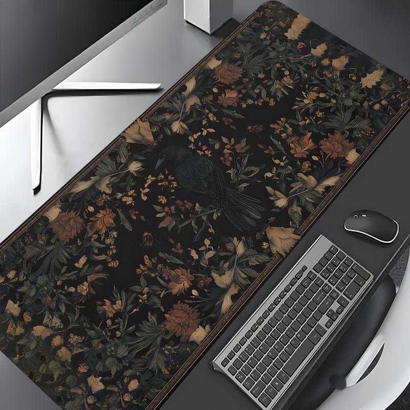 Vintage Floral Pattern Mouse Pad, Rectangle Gaming Mouse Pad, Non-slip Rubber Base Desk Keyboard Mat for Home Office, Desktop Accessory