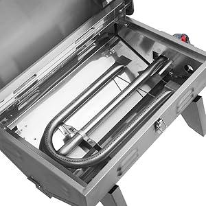 ROVSUN Portable Propane Gas Grill 12,000BTU, Tabletop Outdoor Cooking Grill for Picnic Camping RV Tailgating Patio Garden BBQ, Stainless Steel