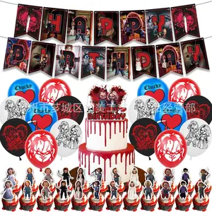 Bride of Chucky Party Decorations Birthday Supplies Balloons Horror Movie Character Chucky Party Supplies Banner Cake Topper