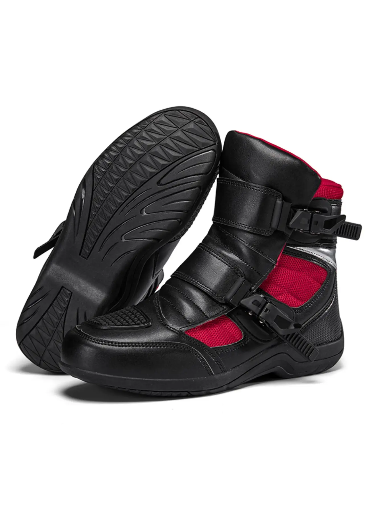 Motorcycle Riding Shoes, Unisex PU Leather Sneakers, Anti-Slip Breathable Design, Above Ankle Height, Sporty Style, Couples' Choice