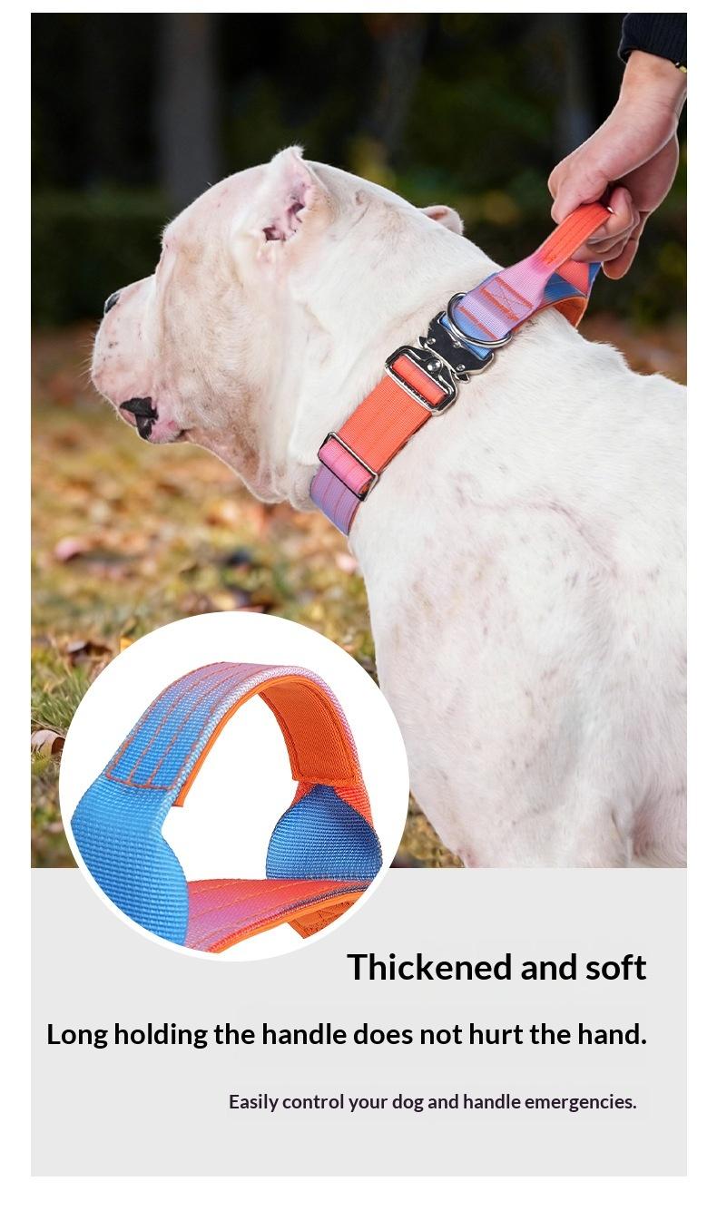 Heavy Duty Tactical Dog Collar with Handle, Adjustable Gradient Pet Collar for Medium Large Dogs