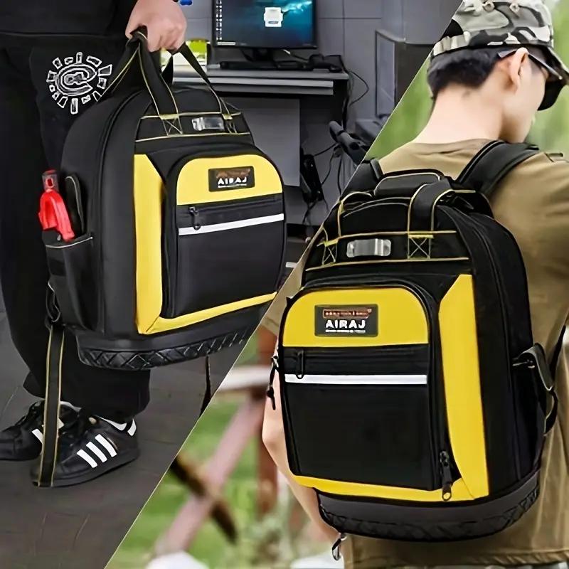 Tool Backpack with Waterproof Base, Durable Multi-functional Pocket for Electrician and Industrial and Construction Work, Tool Organizer, Tool Bag