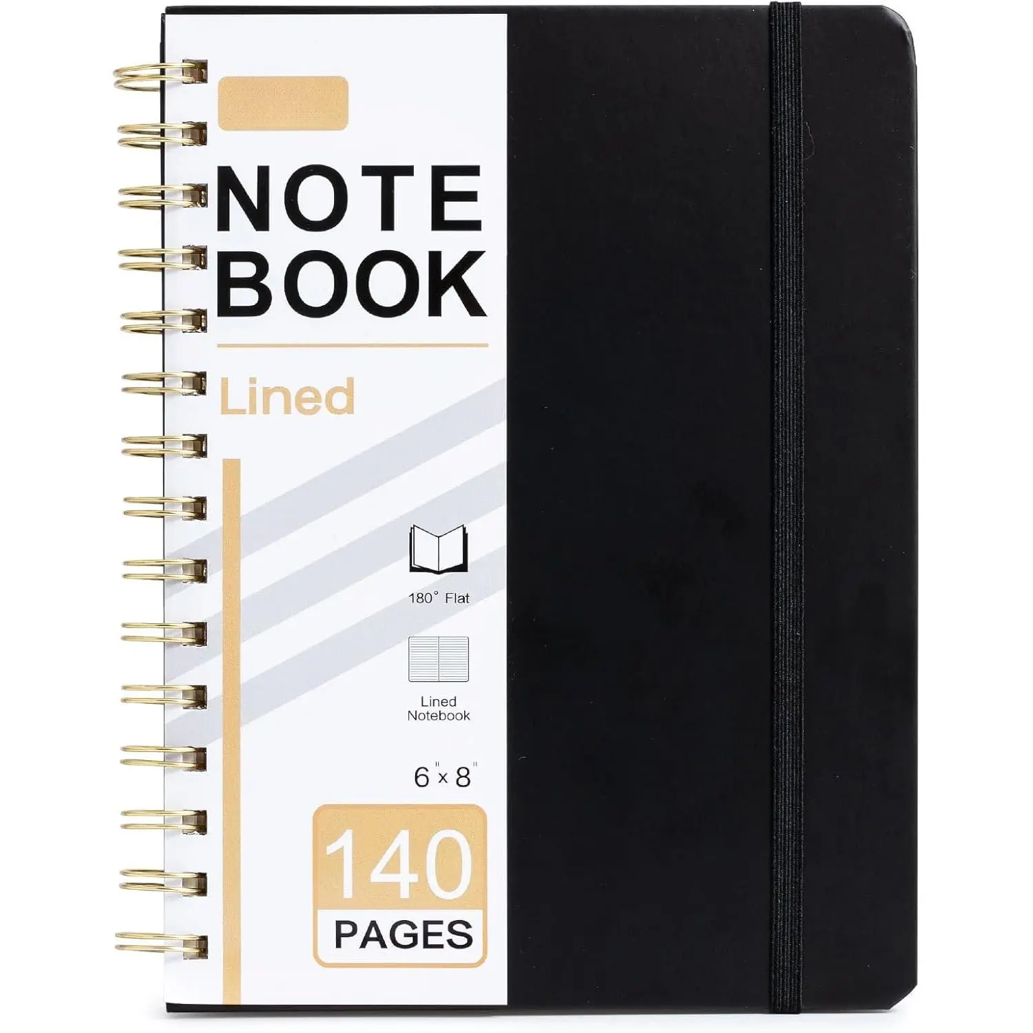 Modern Hardcover Lined Spiral Journal Notebook - A5 (8"X6"), 146 Pages (80 GSM College Ruled), Expandable Pocket, for Women's Work & School Note Taking (Office Stationery)
