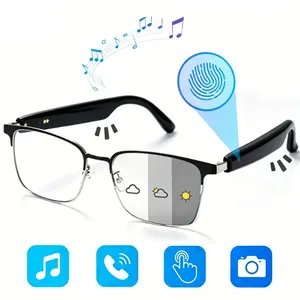 Smart Bluetooth Glasses, Multifocus Photochromic Smart Audio Glasses for Men Women, Open-Ear Music Blue Light Filtering Eyeglasses, UV-Responsive Lens Glasses Suitable for Indoor and Outdoor Use