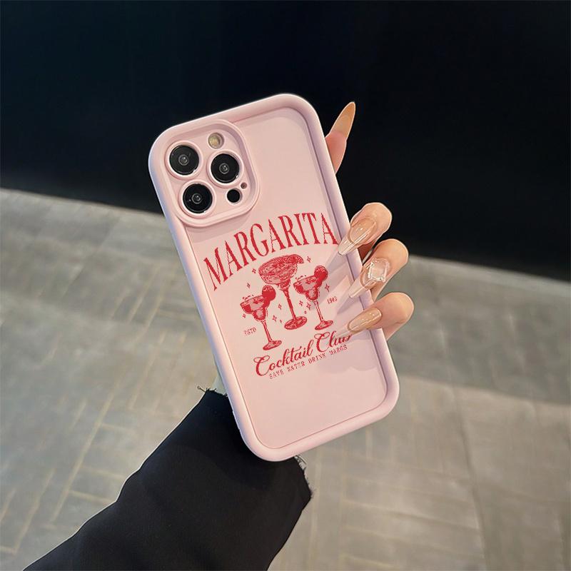 1x High Bamboo Pink Style Margarita Cocktail Pattern TPU Material Drop-Proof Case with Precise Cutouts and Full Coverage Protection, Suitable for iPhone 17 E Air Pro ProMax iPhone16 15 14 Plus 13 12 Mini 11 X XS XR