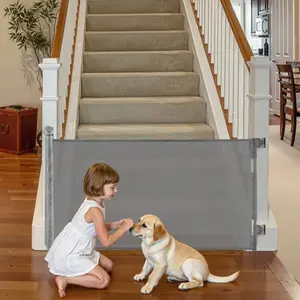 VEVOR Retractable Baby Gate, Extends to 120 inch Extra Wide, 38.5 inch Tall, with Reinforced Fiberglass Strips, Avoids Crawling Through, Mesh Dog Gate for Decks, Doorways, Garages, Indoor, Black