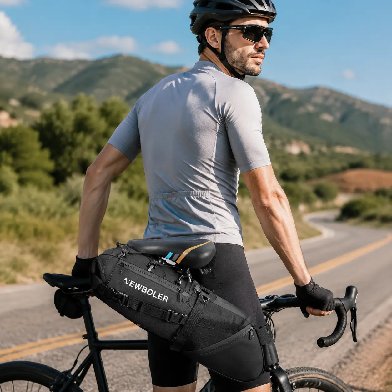 Waterproof Bike Saddle Bag with Reflective Strips, Large Capacity Tail Pack with Quick Release for Road Cycling & Mountain Biking