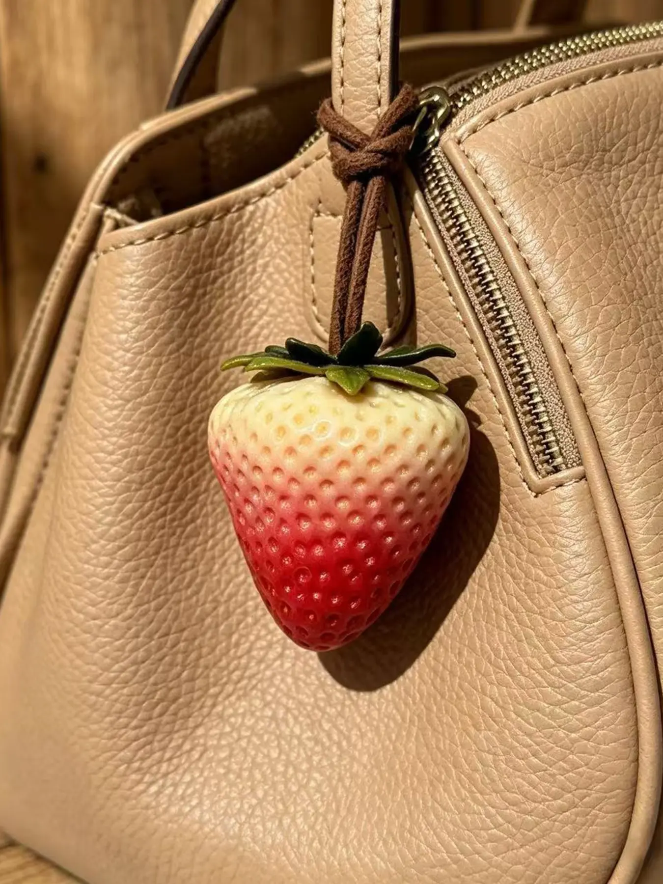 1PC Adorable Resin Strawberry Bag Charm, Fruit Charm, Cute Keychain for Women's Bags, Unique Gift for Strawberry Lovers, All-Season Plain Style Accessory, Bag Accessories Charms