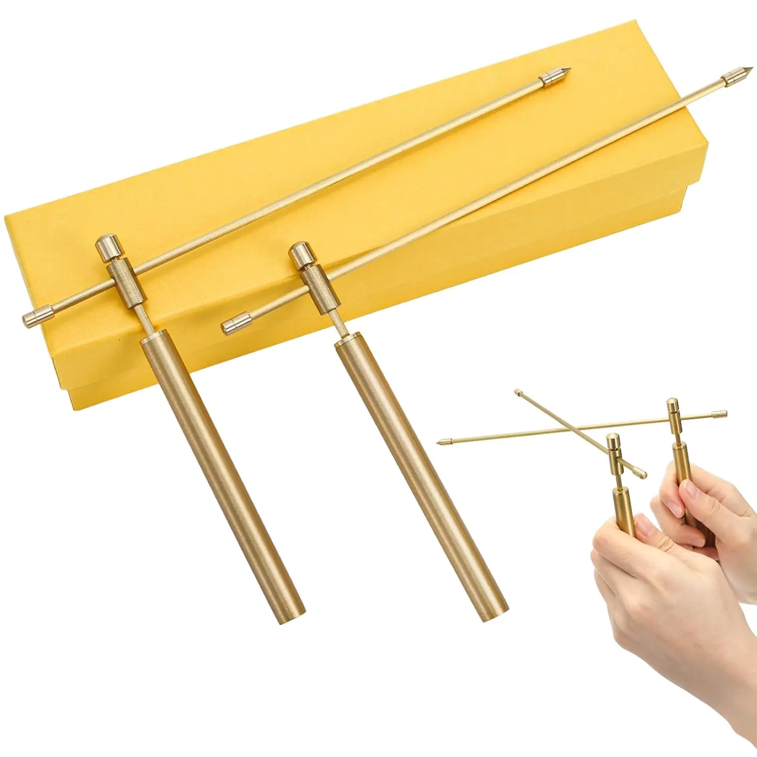 2 Pieces Dowsing Rod, Flexible Divining Rods Tool, and Brass Dowsing Rods with Gift Box - Detect Gold, Witching, Hunting, Yes or No Questions