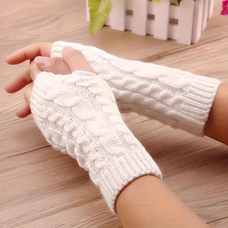 4 Pairs Women’s Knitted Fingerless Gloves  Soft Stretchy Crochet Wrist Warmers with Thumb Hole, Cozy Winter Arm Sleeves for Typing, Driving, Outdoor Work & Daily Cold-Weather Comfort