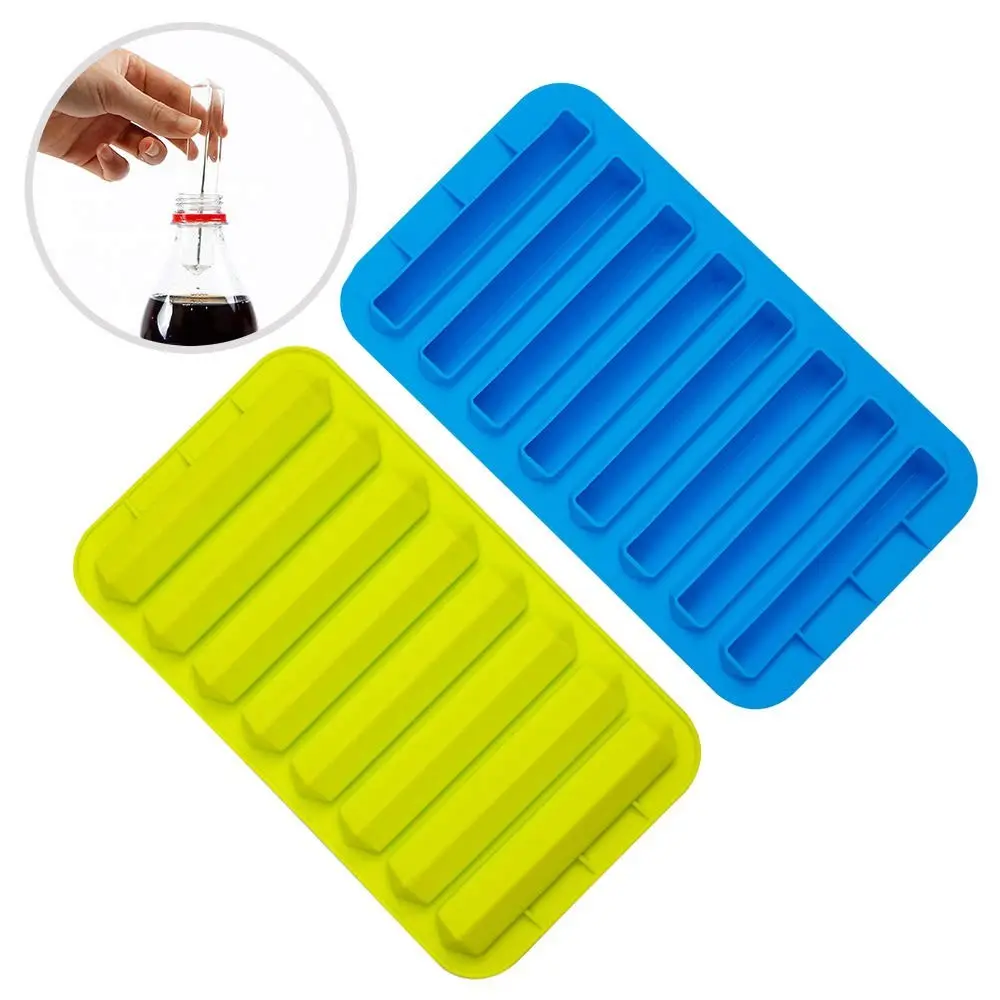 2-Pack Silicone Ice Cube Molds, 8-Compartment Long Bar Ice Tray, Non-Stick Reusable Freezer Mold for Cocktails, Whiskey, Drinks, Whiskey Ice Cubes Mold, Bourbon Ice Cube Molds, Ice Cube Trays For Freezer