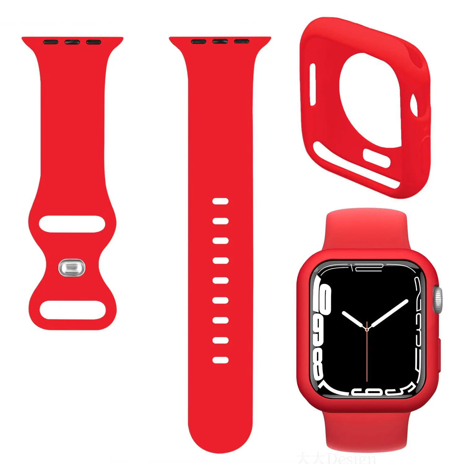 Silicone Watch Band and Protective Case Set, 2-in-1 Soft TPU Shockproof Replacement Cover Accessories