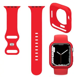 Silicone Watch Band and Protective Case Set, 2-in-1 Soft TPU Shockproof Replacement Cover Accessories