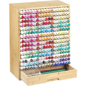 Marker Organizer for 225 Markers,Desktop Storage Hold with drawers,Art Markers Pens Pencils Art Brushes Stationary Organizer Marker Pen Holder,AHK-063