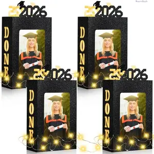 Graduation Table Decor | Trending Class of 2026 LED Light Up Photo Holder Centerpieces, 4/8Pcs 4x6 Picture Frame Tabletop Ornament, Grad Party Supplies For High School College Senior Night Celebration & Graduation Favor Gifts