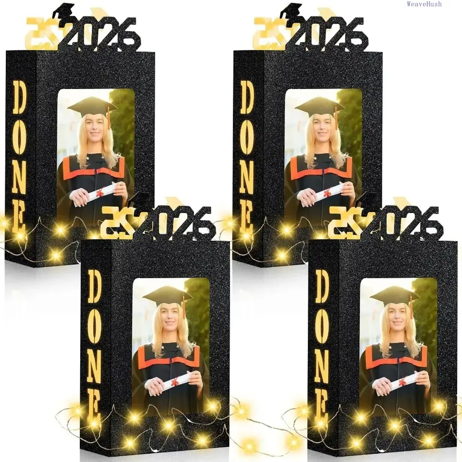 LED Light-Up 4x6 Picture Frame Grad Photo Props - 2026 Graduation Decor, 4/8 Pcs Class of 2026 Centerpieces, High School Senior Night Favors for DIY Bag Accessories