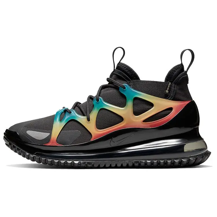 Nike Air Max 720 Horizon Retro Mid-Top Running Shoes for Men and Women with Full-Length Air Cushion and Rainbow Black Design Verifiable, with credentials and supporting global authentication