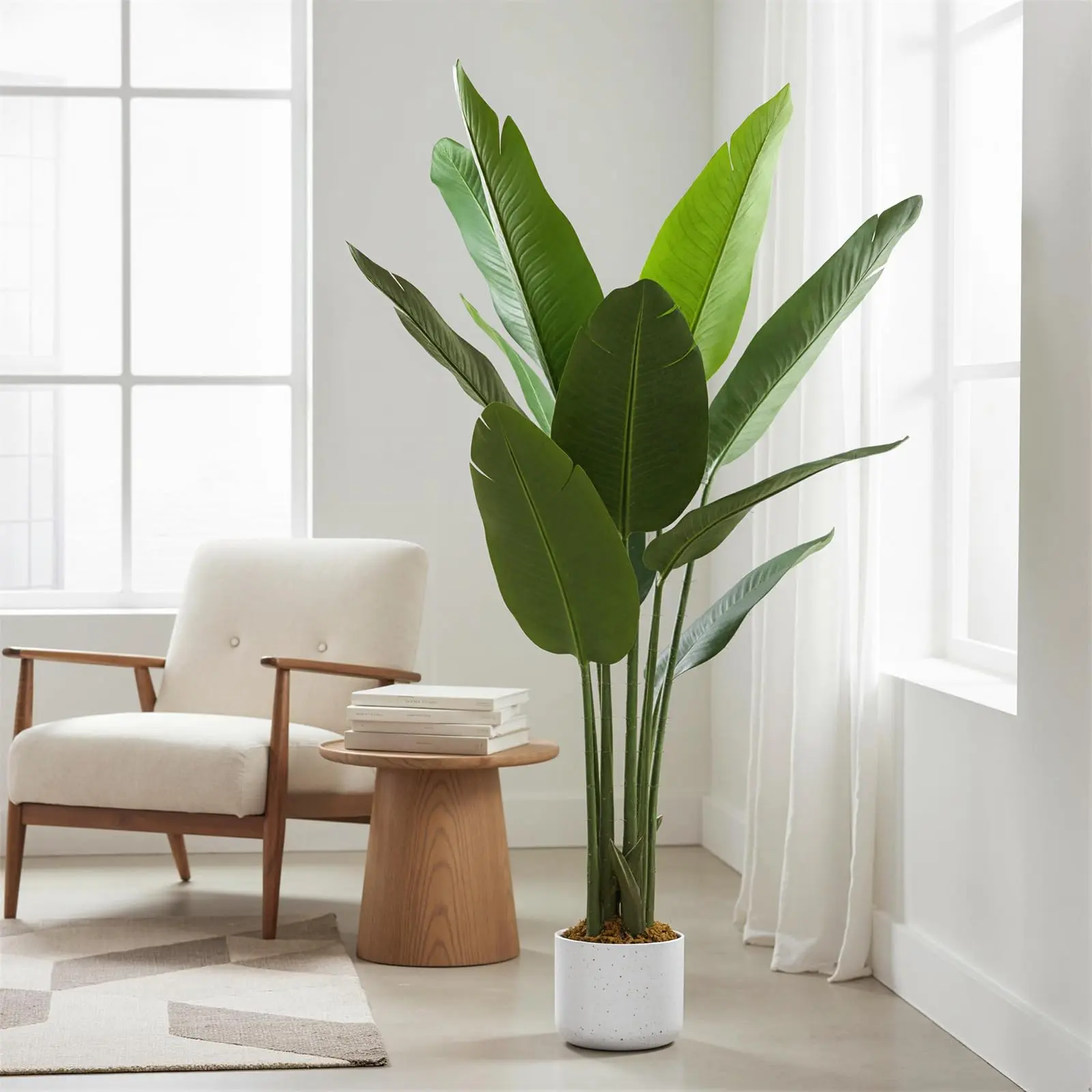 Large Artificial Floor Plants, 4ft-5ft Fake Indoor Trees Monstera Banana Dracaena, Realistic PEVA Leaves with Weighted Pot, Low Maintenance Faux Greenery for Living Room Office Home Decor