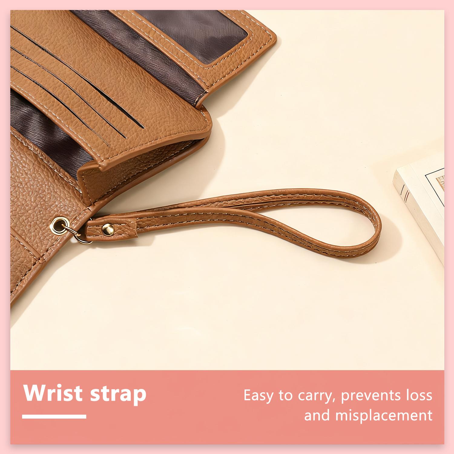 Womens Short Wallet RFID Blocking Small  Wrist Strap Wallets Woman Credit Card Holder Trifold Ladies Wallets with Coins Zipper Pocket,Christmas Gifts