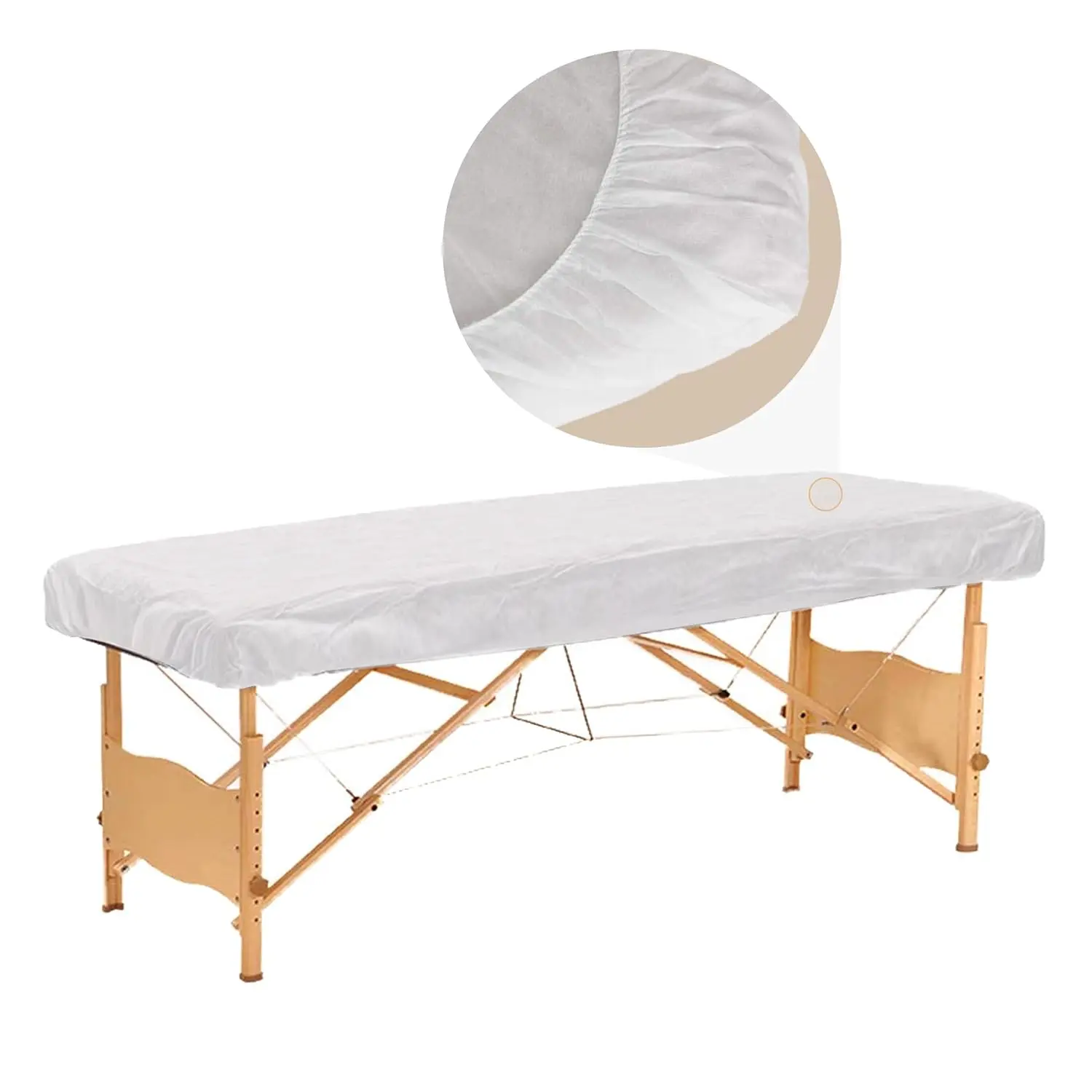 30 count Disposable Fitted Massage Table Sheets, Heavy Duty Elastic Disposable Bed Cover, Breathable Disposable Fitted Sheets for  White Non Woven Fabric 36 x 85 Inch