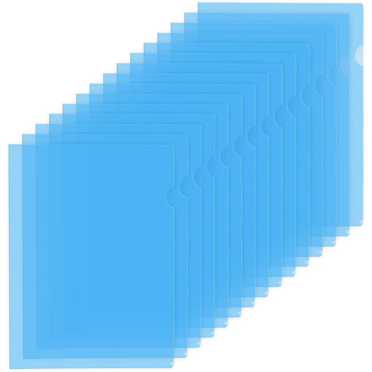 15 Packs Clear Document Folders fits Standard 8.5"x11" and A4 Sheets, L-Type Clear Plastic Folders for Protection and Storage, Document Sleeves Suitable for School and Office(Blue)