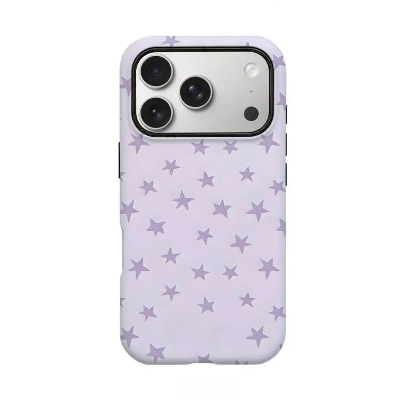 Lavender Star Shockproof Smartphone Case - Korean Elegant Custom Cellphone Shell, Handheld Cover Compatible with iPhone 11 12 13 14 15 16 17 Pro Max Plus, Holiday/Birthday Gift for Girlfriend