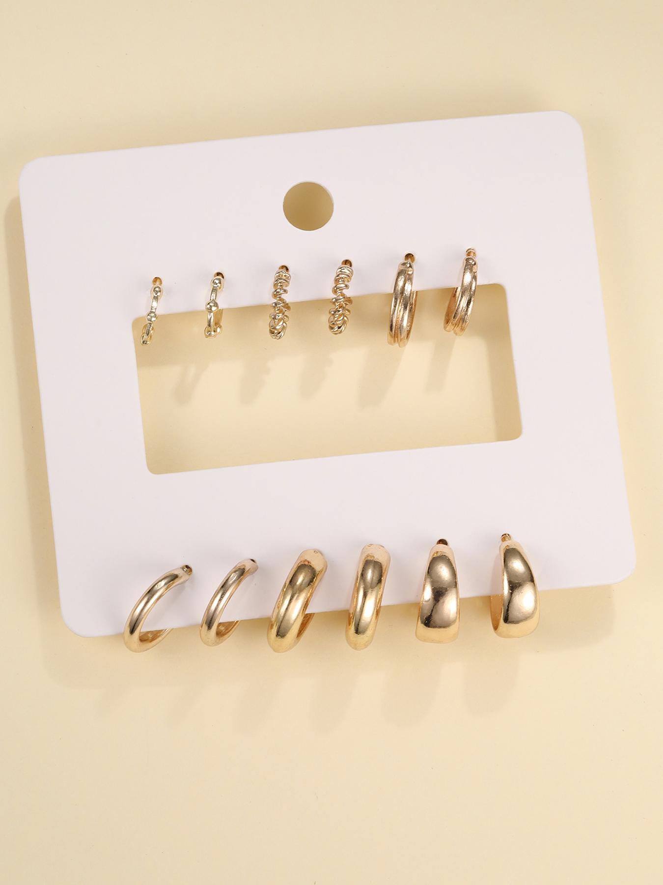 Women's Summer 2024 Elegant Texture Metal Design Hoop Earrings, Trendy Minimalist Hoop Earrings, Gorgeous Jewelry As Gift