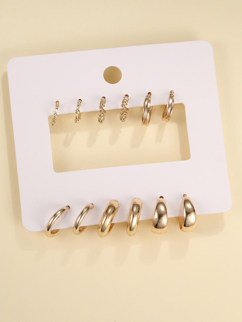 Women's Summer 2024 Elegant Texture Metal Design Hoop Earrings, Trendy Minimalist Hoop Earrings, Gorgeous Jewelry As Gift