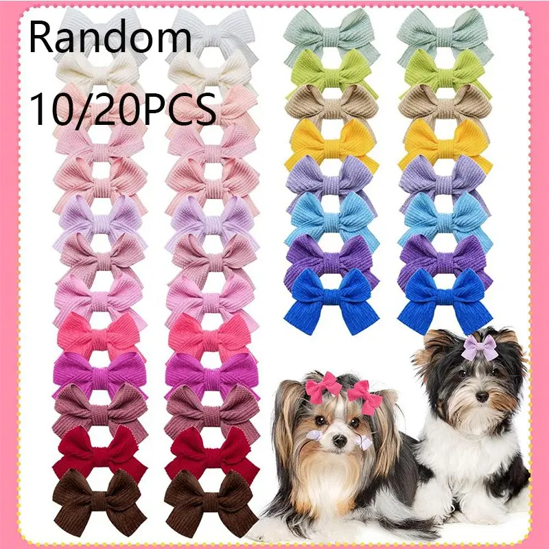 10/20pcs Dog Hair Bows, Cute Pet Grooming Bows with Clips, Small Dog Hair Accessories for Puppy Cat, Multicolor Dog Bows for Yorkie Shih Tzu Maltese