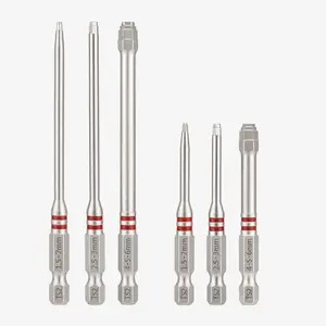 Screwdriver Bits Set 6pcs with Magnetic Hex Shank Pagoda-Shaped Design in Multiple Sizes for Electric Drills and Wrenches, summervibes