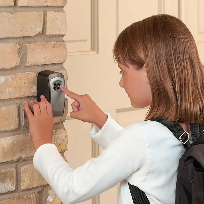 1 outdoor key box, wall-mounted key safe with lock cover design, made of hard plastic protective material, key storage box, suitable for home, car, hotel, office, emergency access, and travel use