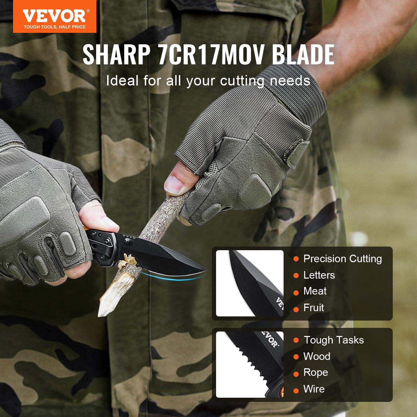 VEVOR Folding Pocket Knife, 3 in/7.6 cm 7Cr17Mov Blade, Aluminum Handle Small EDC Knife with Pocket Clip, Sharp Camping Survival Hiking Knife, 2.8 oz/0.08 kg Easy to Carry for Men Women Self Defense VEVOR Folding Pocket Knife, 3 in/7.6 cm 7Cr17Mov Blade, Aluminum Handle Small EDC Knife with Pocket Clip, Sharp Camping Survival Hiking Knife, 2.8 oz/0.08 kg Easy to Carry for Men Women Self Defense