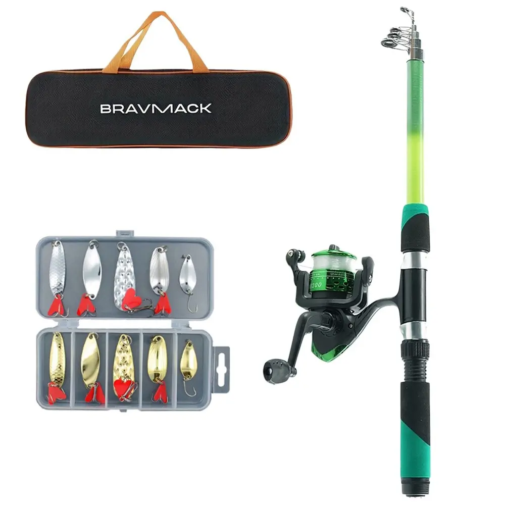 1.8m Telescopic Lure Rod Set, Portable Straight Handle with Spinning Reel, Multi-Weight Bright Lures, Includes Storage Bag, Ideal for Beginners, Fishing Tackle