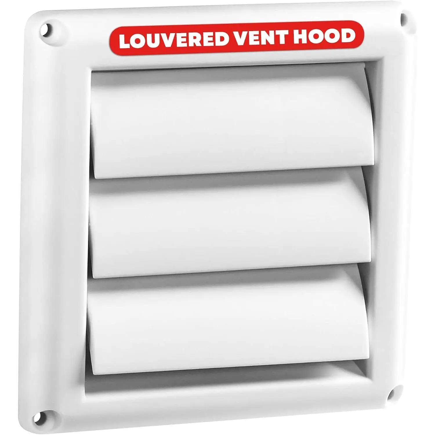 Outdoor Dryer Vent Cover 4-Inch with Louvered Gravity Damper White | Backdraft preventer for 4-inch dryer exhaust applications, weather- and UV-resistant plastic with durable louvered faceplate