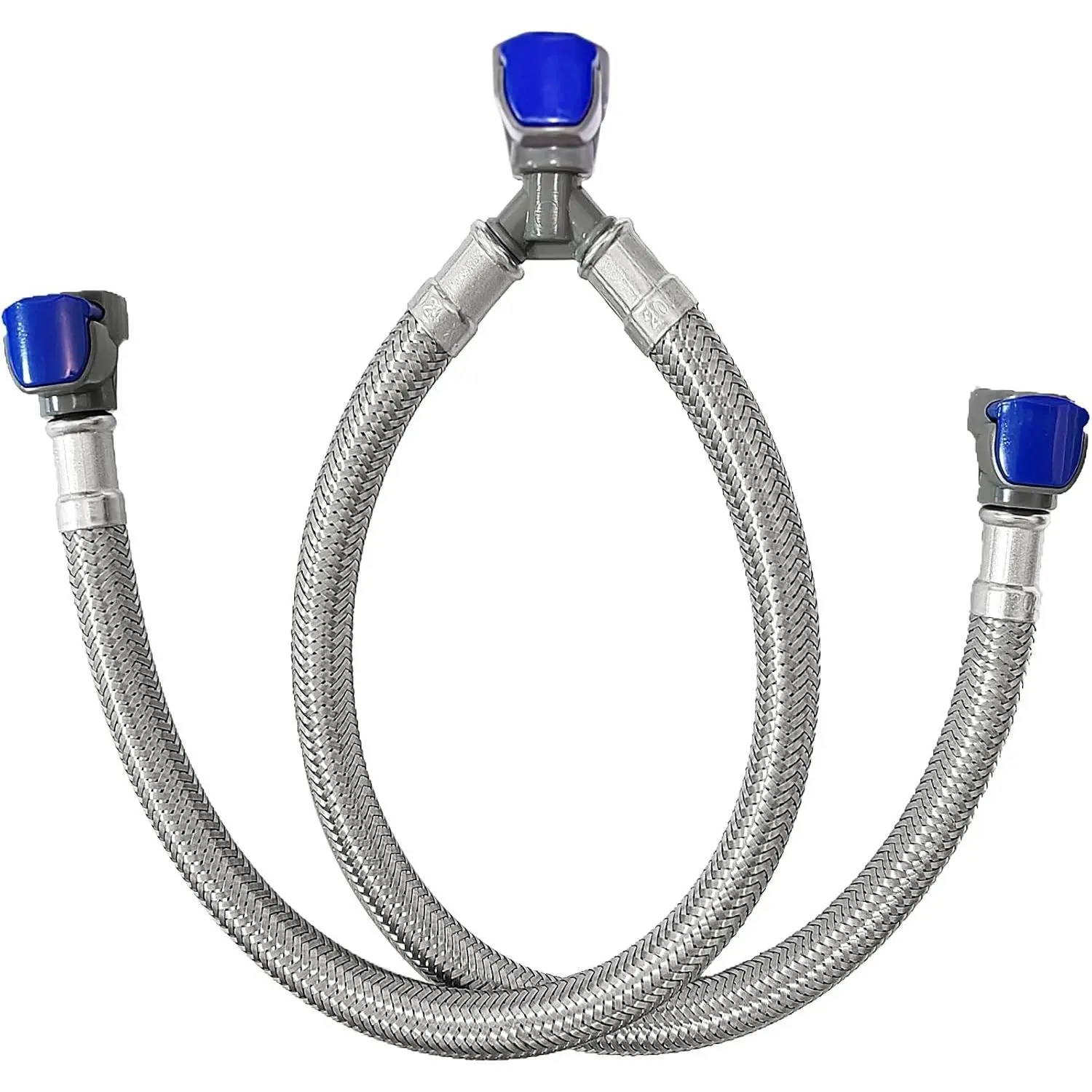 Quick Connect Faucet Water Supply Lines, 12 Inch, V-Shape Push Joint Hose for Widespread Bathroom Faucet, fit for 11mm O-Ring Sealing Connector, No Kink Stainless Steel Braided