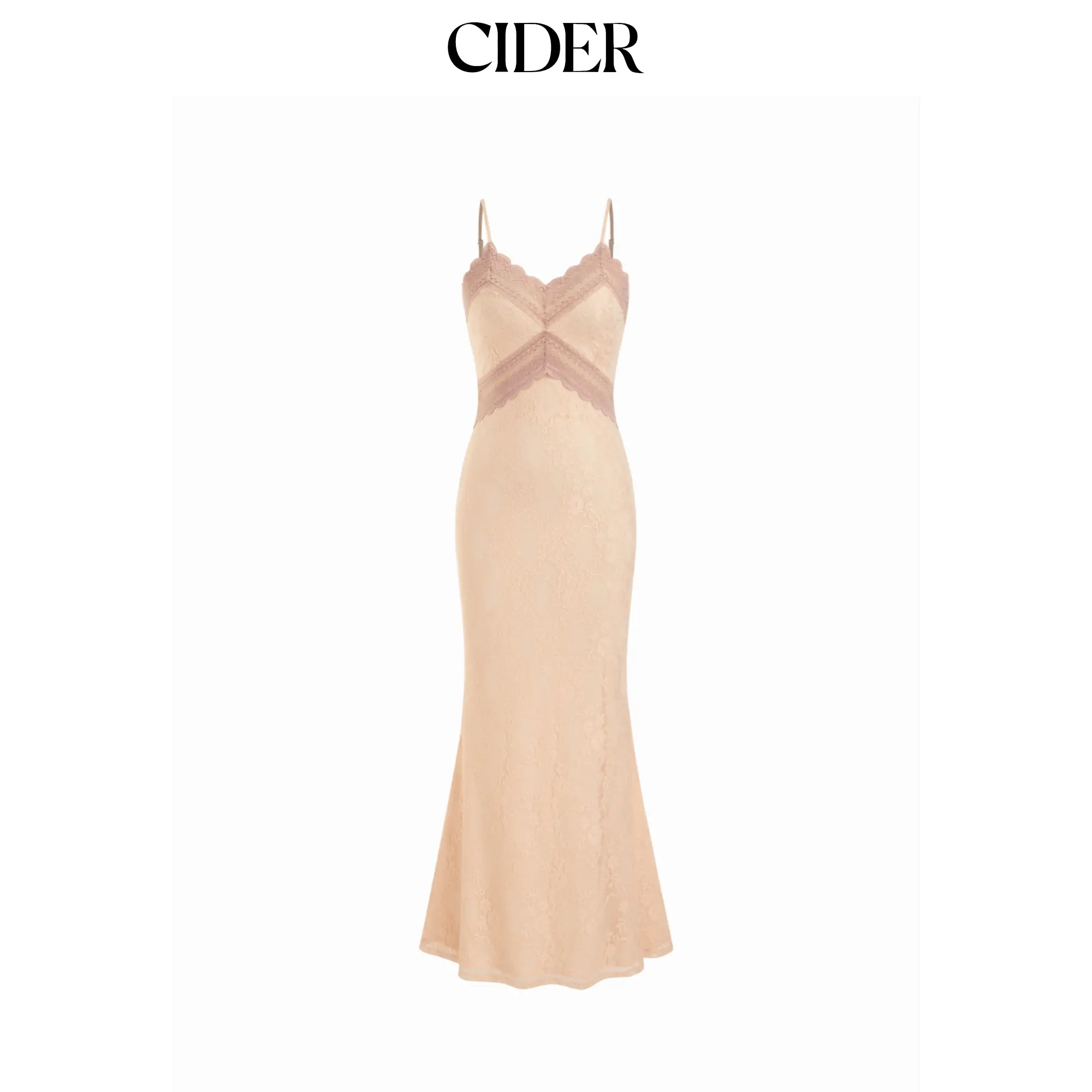 Cider Lace Floral V-neck Mermaid Maxi Slip Dress