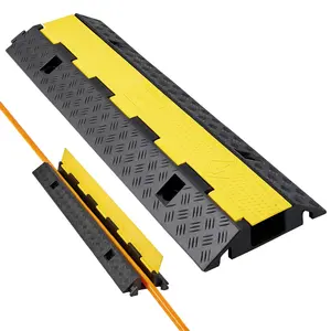 VEVOR Rubber Cable Protector Ramp, 22000 lbs/Axle Capacity, 1-Channel Heavy Duty Cord Hose Wire Cover, 2.76x1.97in Channel, Flip-Open Top Traffic Speed Bump, for Motorcycles Bikes Scooters Festivals, 1 Pack