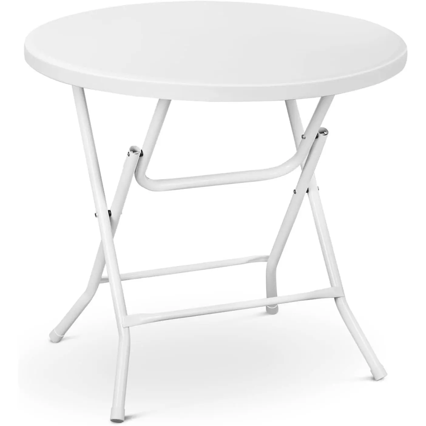 Coffee Table White High Top Folding, Round Portable Bar Height Folding Table with Removable Legs Indoor Outdoor Banquet for Party Banquet Wedding Picn