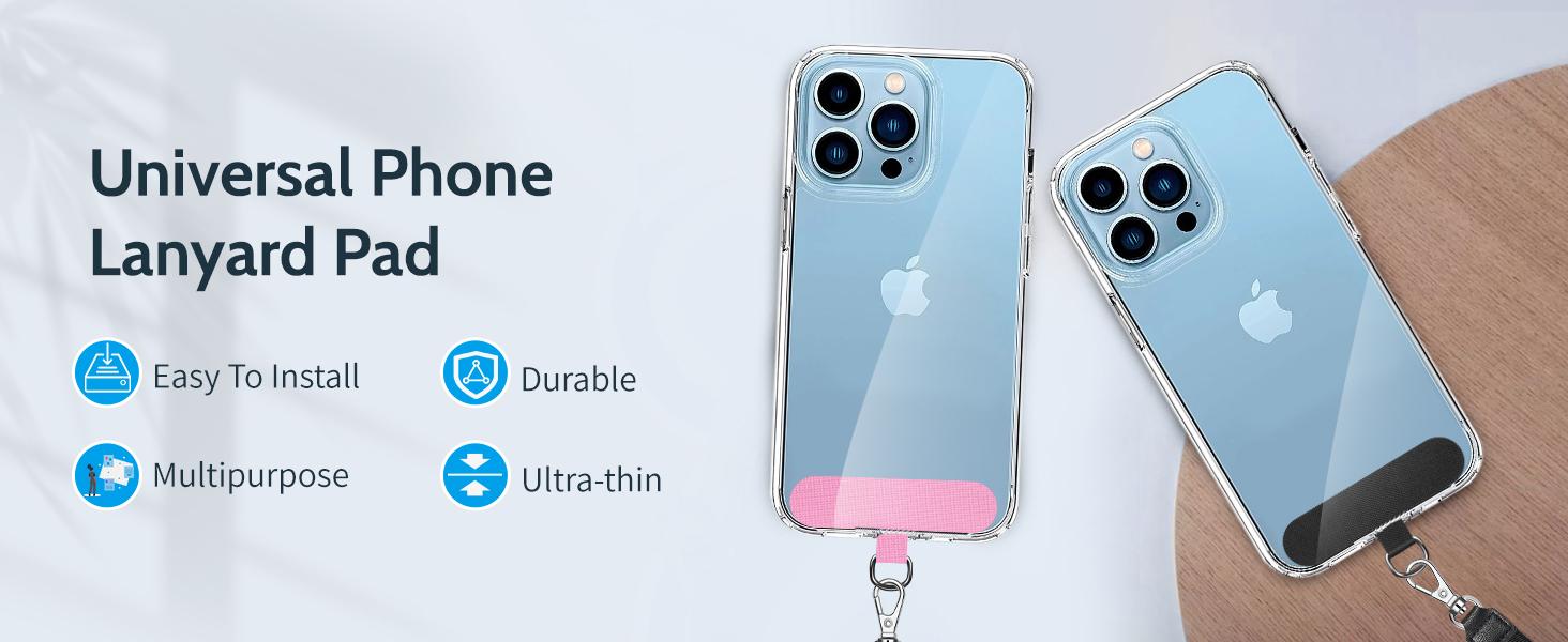 2 Pack Tether Tab Patches for Phone Lanyard Compatible with iPhone & All Smartphones