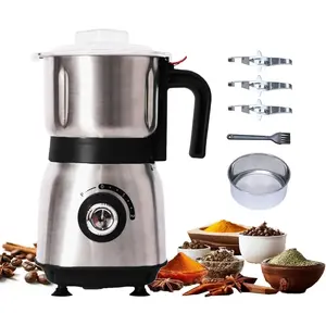 500W Electric Kitchen Grain Grinder with 3 Stainless Steel Blades, Versatile Spice Grinder for Coffee Spices Beans Grains Nuts Black