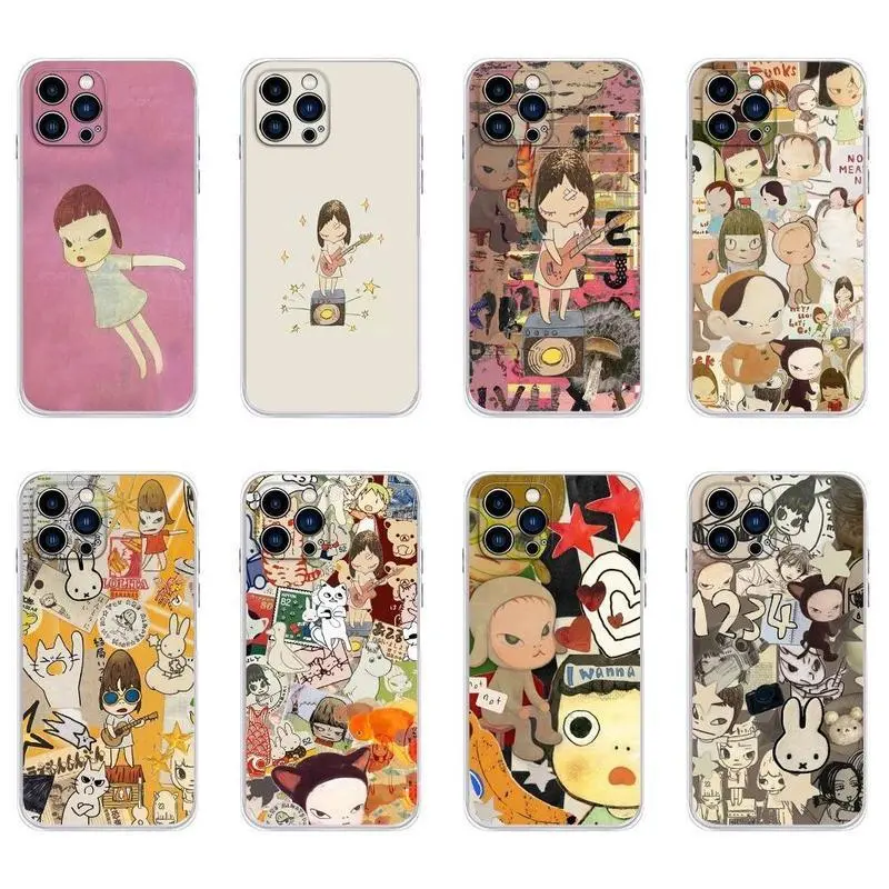 Yoshitomo Nara Cute Transparent Soft Casing for iPhone 17 Pro Max Air,16,15,14,13,12,11,Plus,Pro,XR,XS,E,Mini - Smartphone,Cellphone,Handheld Devices Cover