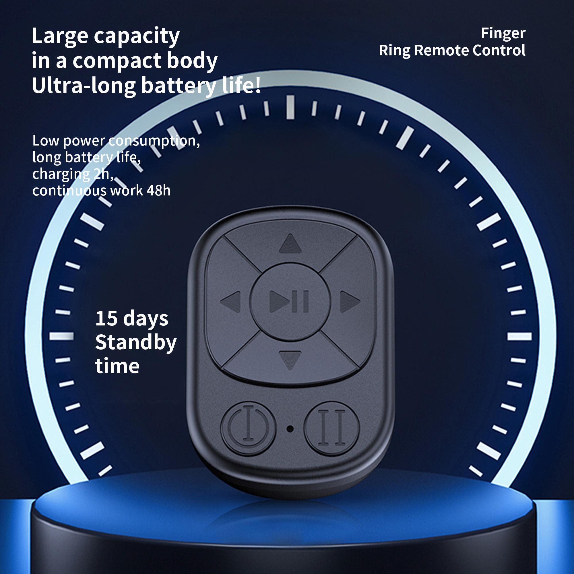 Remote Control Ring, Bluetooth-compatible Page Turning Feature Ring Scroller, Rechargeable Camera Shutter Short Video and Music Remote, for iOS Android Phones