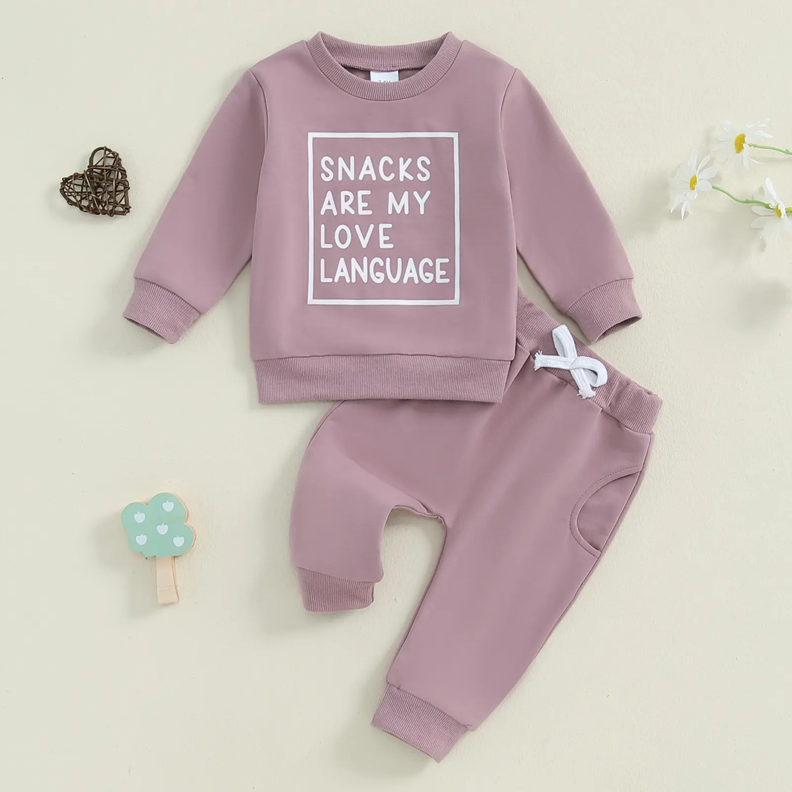Canrulo Toddler Baby Boys Girls Letter Print Crew Neck Sweatshirt Drawstring Jogger Pants 2Pcs Spring Fall Outfit 3M-3T