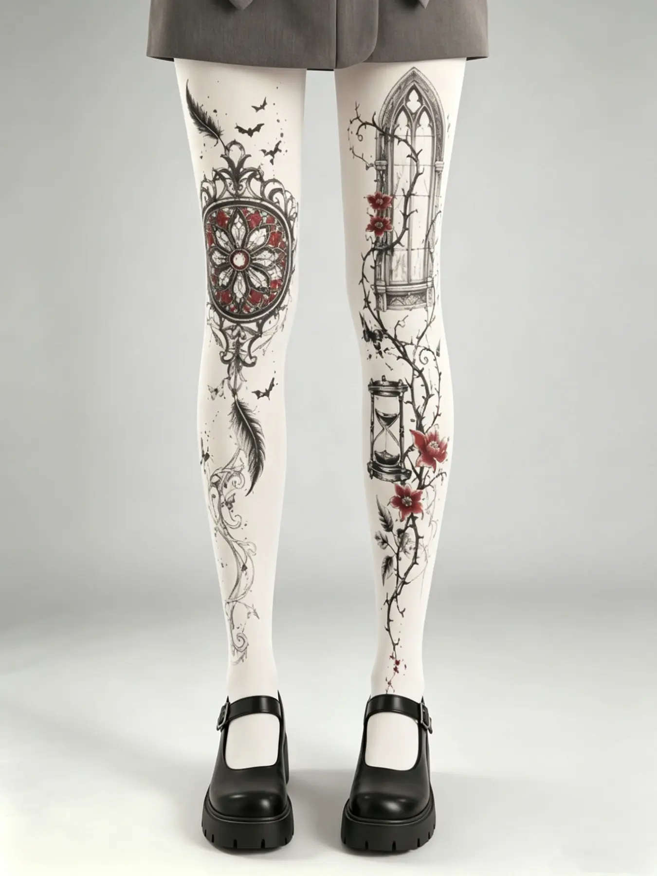 Women's Gothic Style Stockings, Fitted Design, Soft Material, All-Season Comfort, Ideal for Parties and Holidays