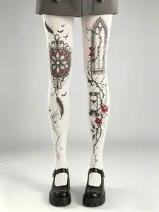 Women's Gothic Style Stockings, Fitted Design, Soft Material, All-Season Comfort, Ideal for Parties and Holidays