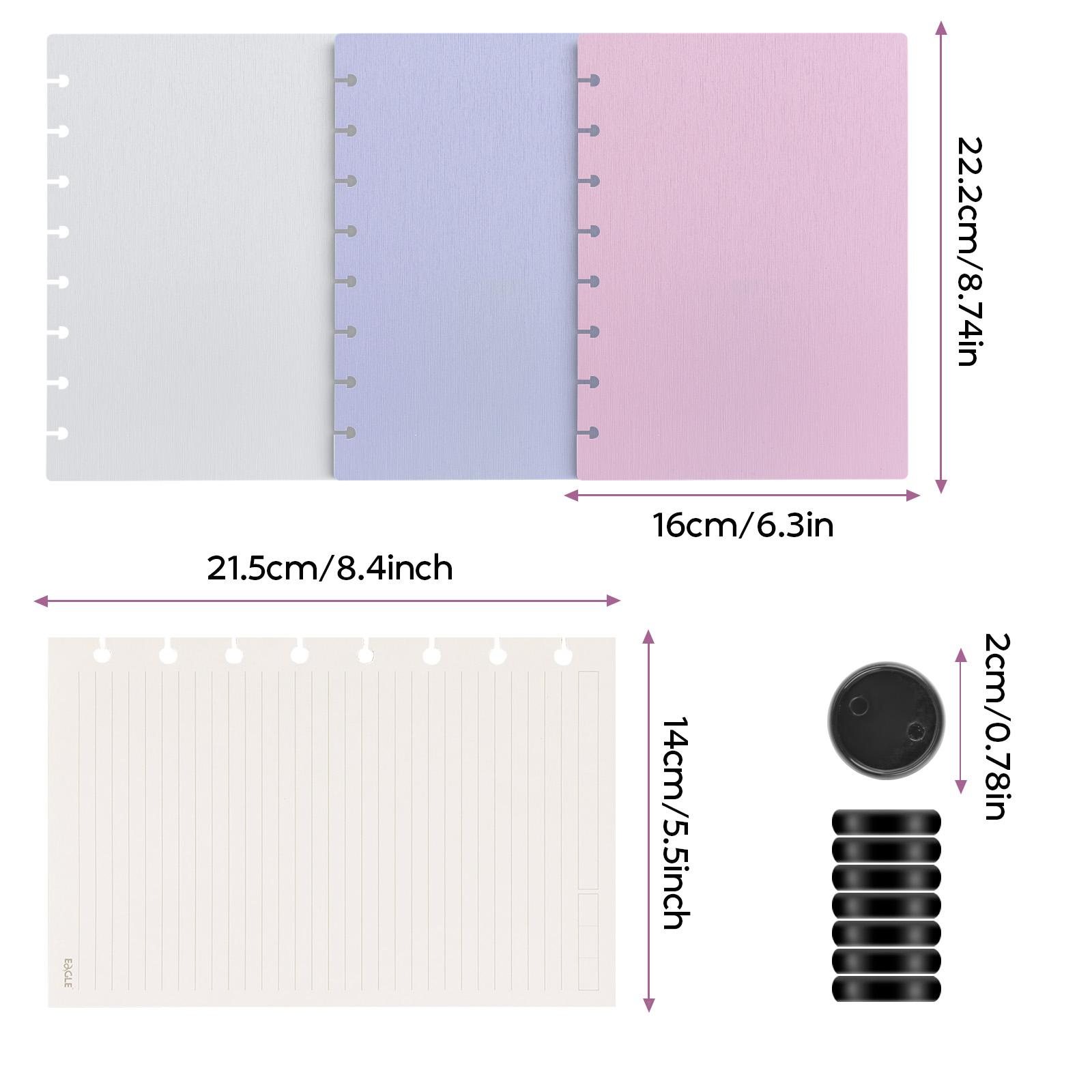 Discbound Notebook, Refillable Notebook, Durable Poly Material Cover, 60 Sheets Lined Pages, A5 Sizes - for Notes and Plans | Ideal Notebook for Students and Office Workers