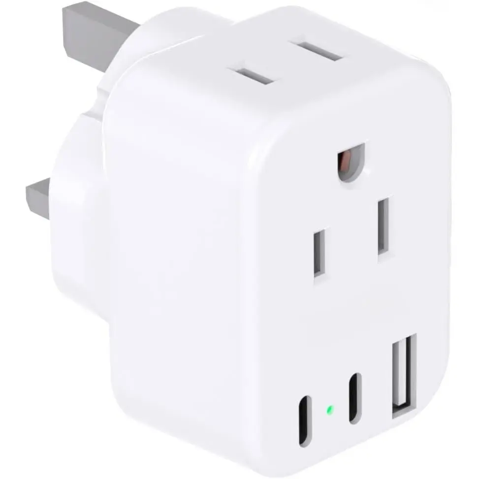 to UK Ireland Travel Plug Adapter, Type G Adapter for Travel | 2 Outlets 3 USB Ports(2USB C), UK Power Adapter Converter  to Dubai England London Scotland  Kenya Irish Hongkong